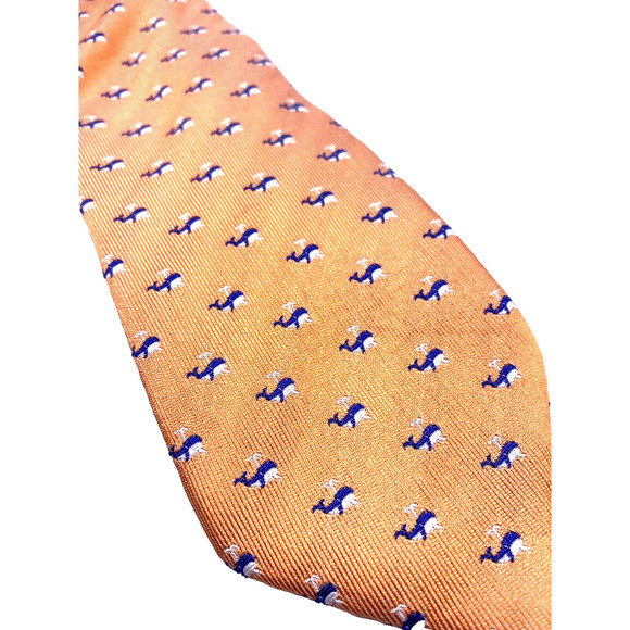 Chaps Ralph Lauren Tie Whale Nautical Ocean Light Orange Fun Novelty Print Mens - Picture 1 of 6